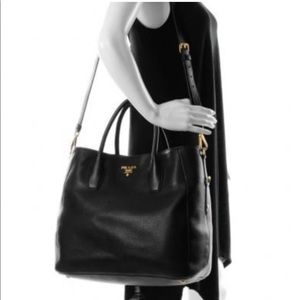 Prada large pebbled leather bag